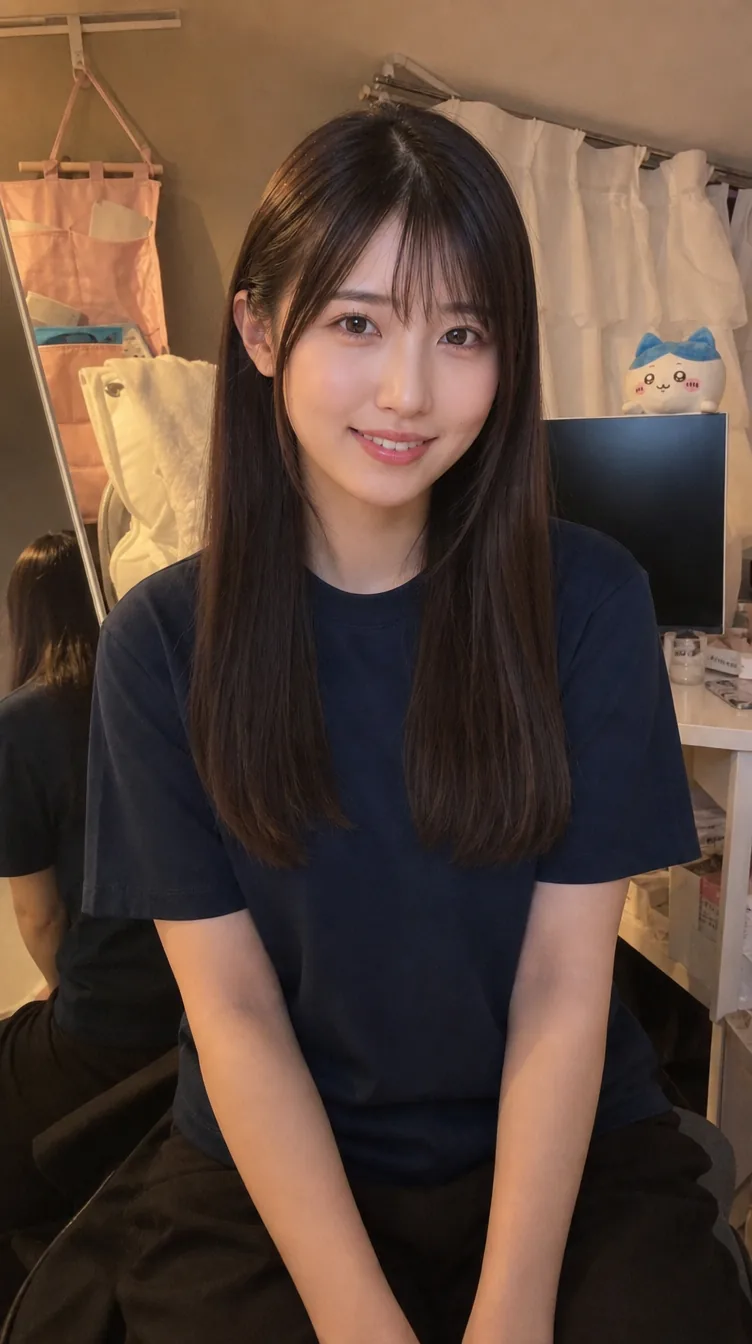 てくと(AIで作った人物の写真)。月曜おつかれさま〜!今日はもう、ゆっくりしよ